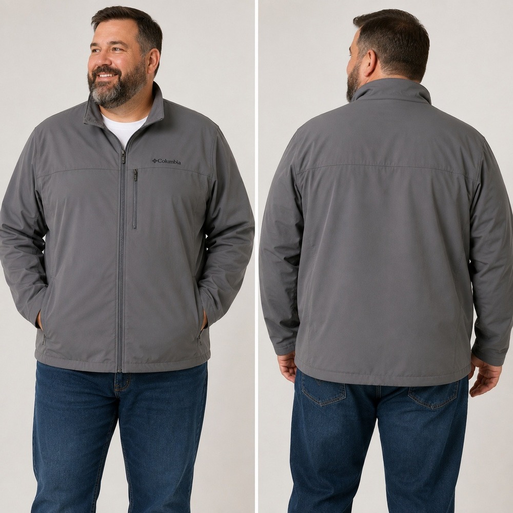 Columbia Mens XXL Grey Softshell Jacket Fleece Lined Full Zip XM5098-010